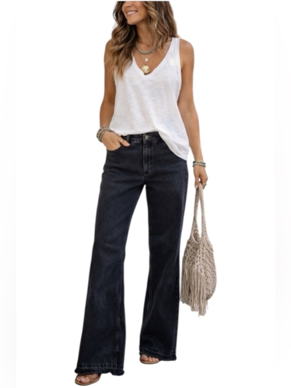 We The Free Free People Raw Hem Flare Charcoal Jeans Size 26